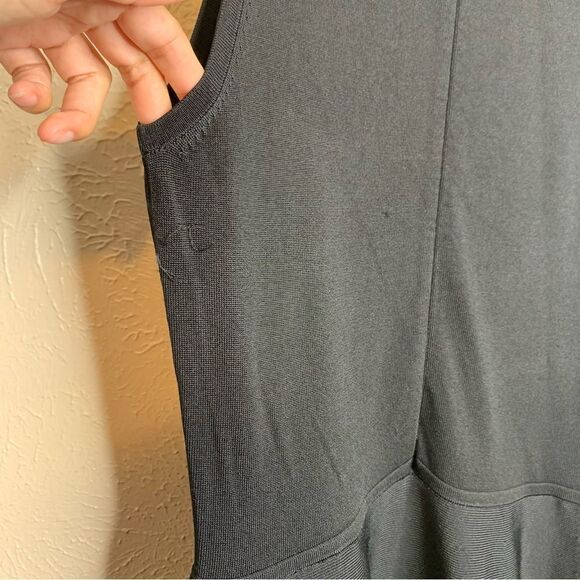 Parker serene leather fringe trim sleeveless fit flare skater dress black - Picture 6 of 9